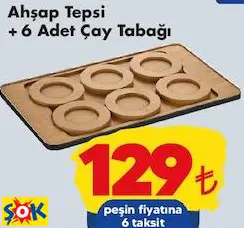 AHŞAP TEPSİ +6 ADET ÇAY TABAĞI AHŞAP TEPSİ +6 ADET ÇAY TABAĞI